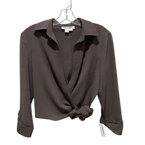 Kay Unger Wrap Top Blouse Brown Size 4 New with Tags